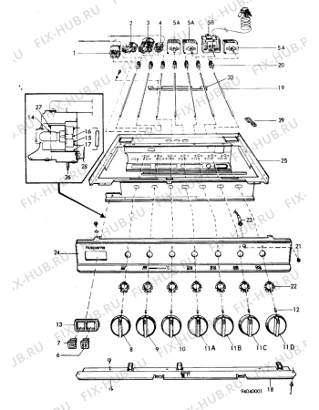 Взрыв-схема плиты (духовки) Unknown QC706F - Схема узла H10 Control Panel